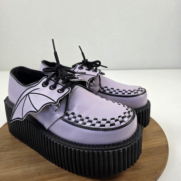 Demonia Creeper Shoes Womens Size 9 Purple Bat Wing Platform Gothic Creeper-205 - Picture 6 of 15